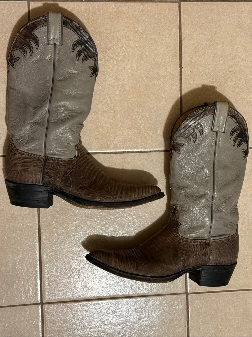 Vintage 1970 's Mens Justin
Exotic Leather Lizard Cowboy Boots 10D Style 4531 - Picture 11 of 12